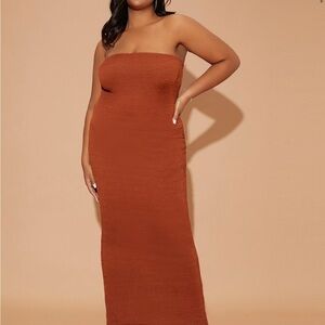 SHEIN Strapless Rust Dress